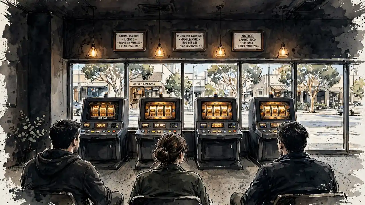 Gaming lounge interior in Perth with machines and patrons